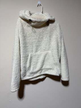 PINK Victoria's Secret Sherpa Funnel Neck Hoodie Pullover in Ivory
